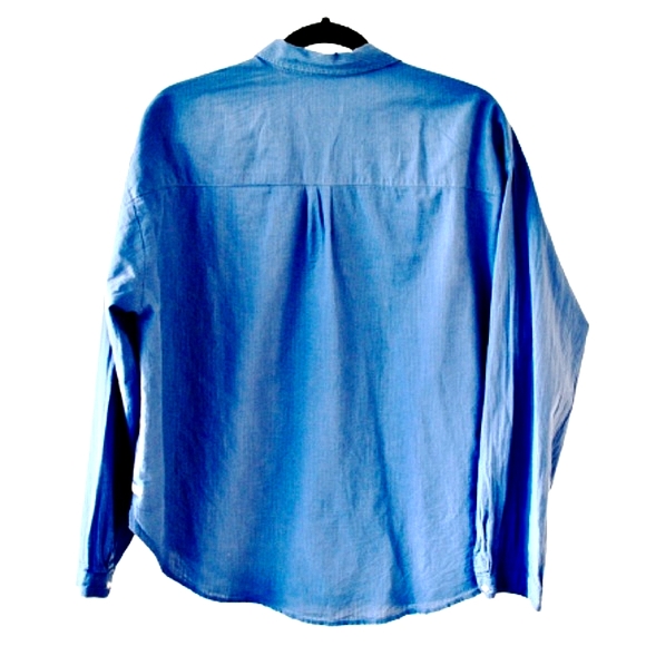 HURLEY Women’s 100% Cotton Blue Button Down Casual Long Sleeve Shirt Medium - Picture 6 of 6